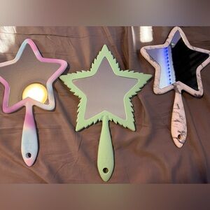 Star-Shaped Handheld Mirrors Set - Pastel and Marble